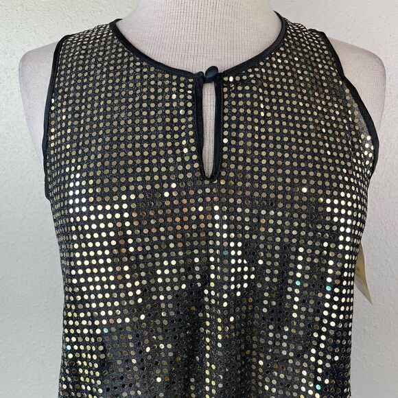 NWT Cunema Gold Sequined and Black Dress Tank Top Size M - Picture 2 of 9